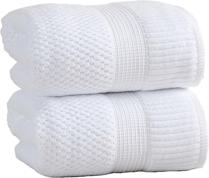 2 Pack Oversized Bath Towels 100% Cotton | White Towels | Oeko‑TEX Standard 100 | Soft & Absorbent, Quick‑Dry | Trinity Collection - Bright White