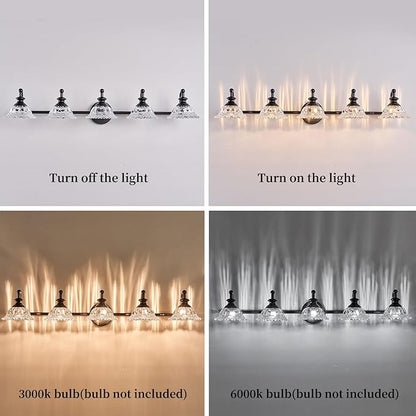 37.4" 5 Light Vanity Light for Bathroom (Exclude G9 Bulb) Black Vanity Lights for Bathroom