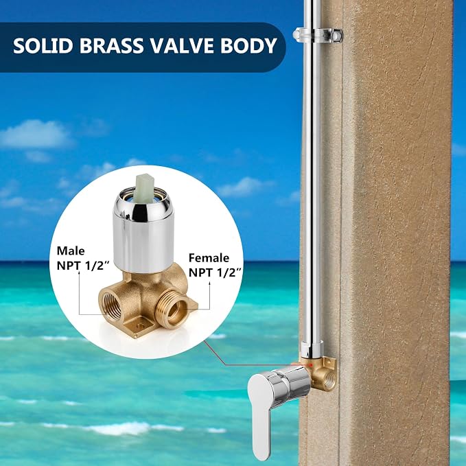 Outdoor Shower Kit,Outside Shower with Single Handle,Polish Chrome | Hot and Cold Outdoor Shower Fixtures,Stainless Steel,with Rotatable Shower Head,Easy Installation