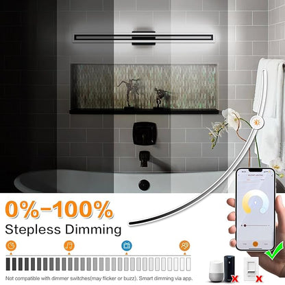 SOLFART Dimmable LED Black Vanity Lights Bathroom Light Fixtures LED Vanity Lights for Bathroom Lighting Bar 48 Inch APP Control Adjustable Light Color Adjustable Modern Lighting-TY