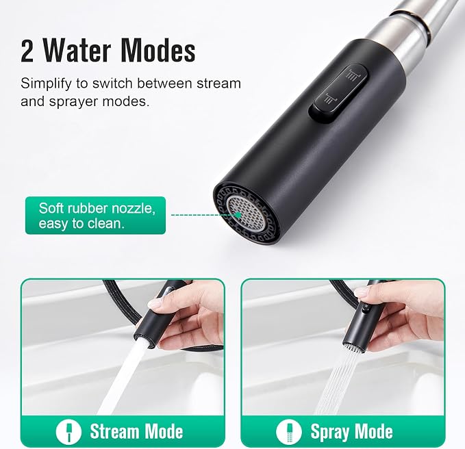 CREA Bathroom Faucet with Pull Out Sprayer,Black Bar Sink Faucets for Small Kitchen Mini Pre Wet Bar Vanity,Single Handle Pull Down 2 Modes,cUPC/NSF