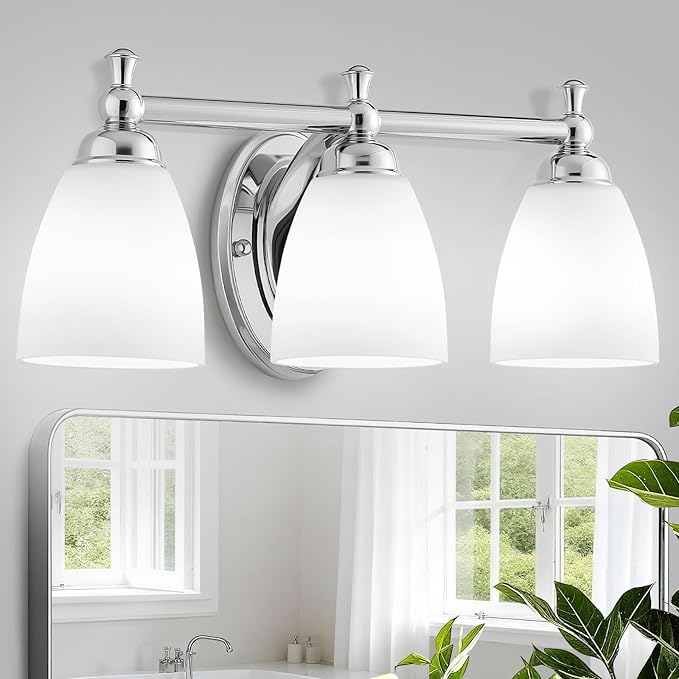 Bathroom Light Fixtures, 3 Light Bathroom Lighting Fixtures Over Mirror Wall Mounted Lighting Chrome Vanity Light for Living Room Cabinet