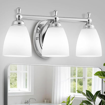 Bathroom Light Fixtures, 3 Light Bathroom Lighting Fixtures Over Mirror Wall Mounted Lighting Chrome Vanity Light for Living Room Cabinet