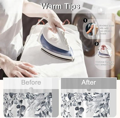 No Hook Shower Curtain and Liner Set, Blue Grey Eucalyptus 71x74 | Floral Design, with Snap in Liner, Waterproof, Machine Washable, Quick-Drying, for Hotel Bathroom