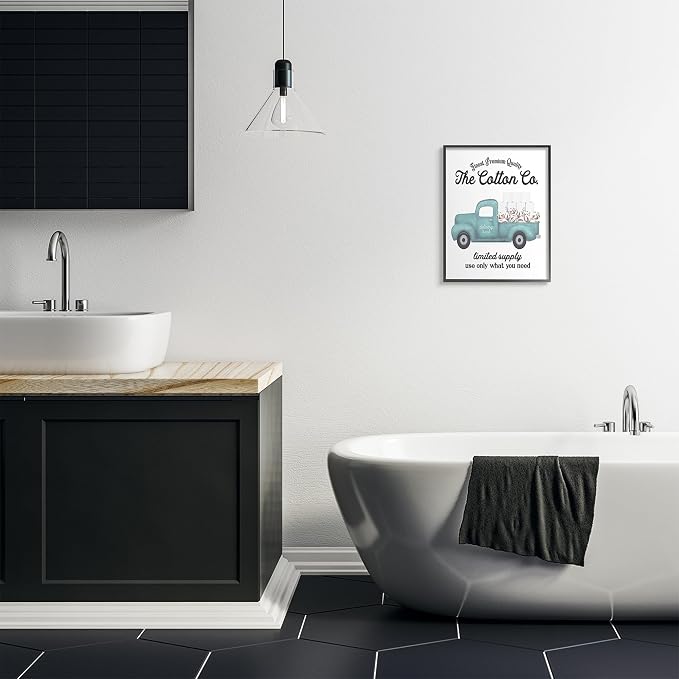 Stupell Industries 'Toilet Paper Cotton Truck', Framed Giclee Art, Black, 16 x 20 Inches, Easy to Hang and Sturdy, Made in USA, by Lettered and Lined | Stupell Industries | Black, 16 x 20 Inches, Easy to Hang and Sturdy, Made in USA, by Lettered and Lined