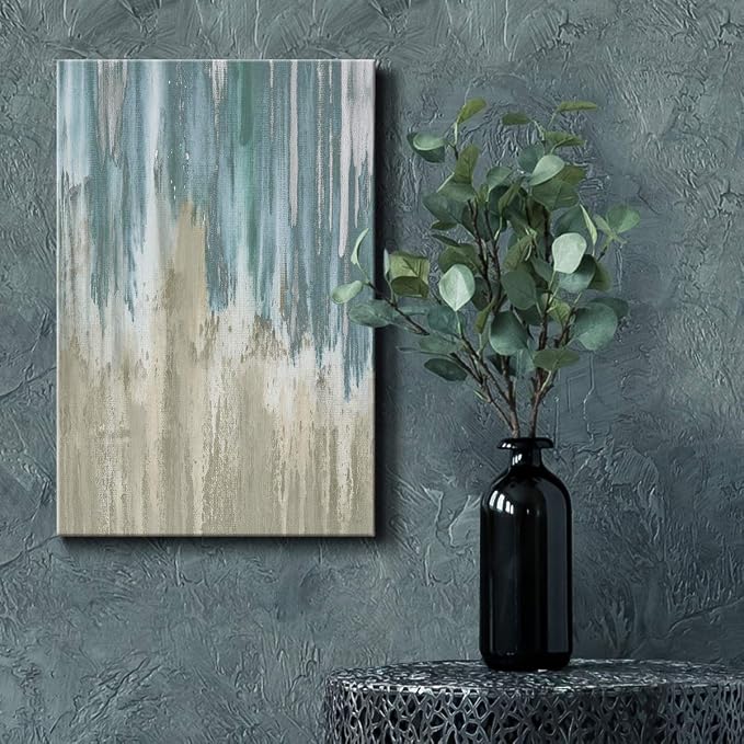 Renditions Gallery Canvas Art Modern Paintings for Wall Decorations Blue Grey Waterfall Canvas Abstract Wall Hanging Artwork Prints for Bedroom Living Room Office - 32"x48" LT02