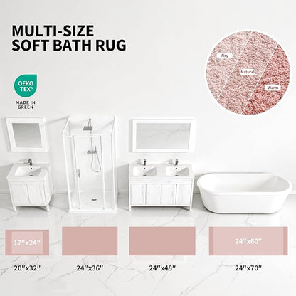 ILANGO Pink Bathroom Rugs 70" × 24" Non Slip & Super Absorbent Extra Thick Soft, Washable Bath Carpet Runner for Floor, Microfiber Plush Shaggy Bath Mats with Rubber for Bedroom Bathtub Shower Room