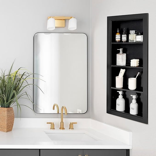 Houseables Recessed Medicine Cabinet, Recessed Wall Niche, in Wall Medicine Cabinet, Bathroom Niche, Insert for Drywall, Between Studs Shelf Replacement, Without Mirror, No Mirror, 14x36 ID, 17x38 OD