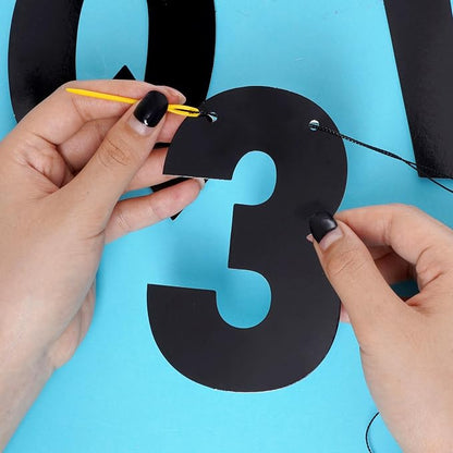 DIY Banner Kit with Letters Bright Black Customizable Birthday Banners Graduation Banner Custom Party Hanging Banners for Graduation Wedding Party Baby Shower Decoration (Bright Black)