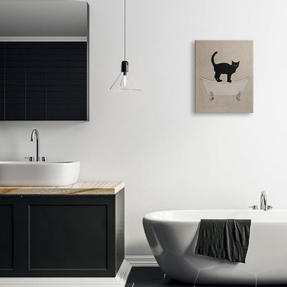 Black Cat Claw Foot Bathtub, 16 x 20 Inch Canvas Wall Art | Stupell Industries · By Coco de Paris · Ready to hang · Bathroom novelty decor · Made in USA