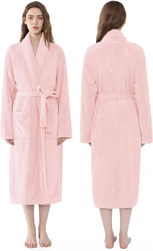 Soft Robe For Women，Warm Plush Bath Robes Female，Spa Towel After Shower Lightweight Long Bathrobe