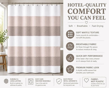 Dainty Home Waffle Weave Waterproof Shower Curtains for Bathroom Clearance, Natural Taupe 70" x 72", Clearance Shower Curtains, Bath Curtains, Shower Curtain Waterproof Fabric