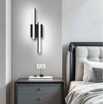 Modern Bathroom Light Fixtures Over Mirror: ETL Certified 18-inch LED Vanity Light Bar, Retractable Dimmable Black Bathroom Lamp IP44 - Wall Light Fixture 5700K Cool White(2 Pack)