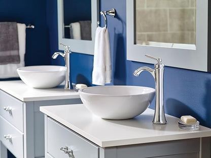 Moen Wynford Brushed Nickel One-Handle High Arc Vessel Bathroom Faucet for Single Hole Vessel Sinks, 4507BN
