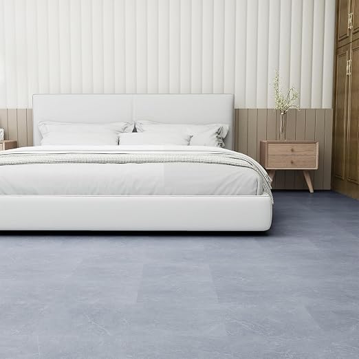 Laminate Flooring - 20 Tiles Self Adhesive Floor Tiles with Stone Texture,12×12 inch, 1.5mm Thick Ideal for Bedroom,Kitchen,Living Room(1.86m²,Grey Stone)
