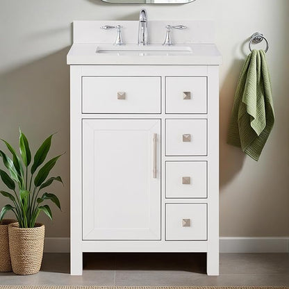 Lavanti Oakford 24 Inch Bathroom Vanity with Sink – Stylish White Vanity Bathroom with Storage Cabinet – Modern Bathroom Vanities with Single Vanity Sink & Quartz Countertop