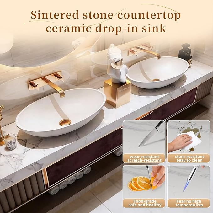 Oneroom Floating Bathroom Vanity Set with Double Sinkbathroom Cabinet with Sink,Giant Mirror-Lighted Vanity Mirror wall Mounted,Bathroom Vanity with Double Sink/wall Mirror for Bathroom