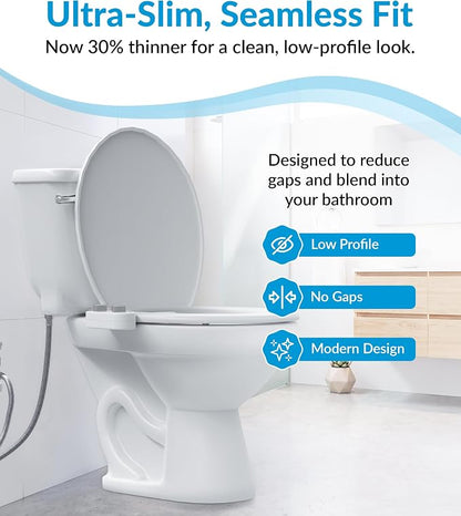 CLEAR REAR Bidet Attachment for Toilet Seat - Non-Electric with Self Cleaning Dual Nozzles, Leak Proof Connectors, Adjustable Water Spray, Rear & Feminine Wash - Hygienic Bathroom Upgrades