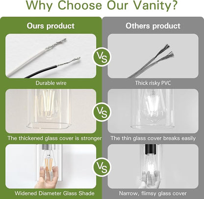 4 Light Bathroom Vanity Light - Brush Nickel Matte Vanity Lights Square Design & UL Certification & Square 26” Silver Bathroom Lights Fixture Over Mirror, Brush Nickel Light for Bedroom