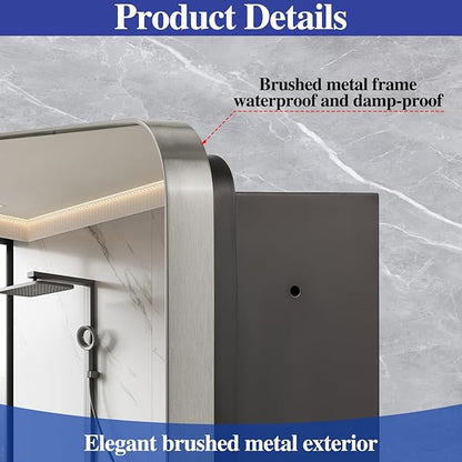 20" x 26" Bathroom Medicine Cabinet with Mirror Door, Brushed Nickel Stainless Steel Frame, Recessed or Surface Mounted,Storage Cabinet with Adjustable Metal Shelves,Upgraded Version