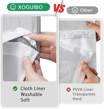 No Hook Shower Curtain Snap-in Fabric Replacement Liner 71" W x 55" L | Washable Snap in Fabric Liner