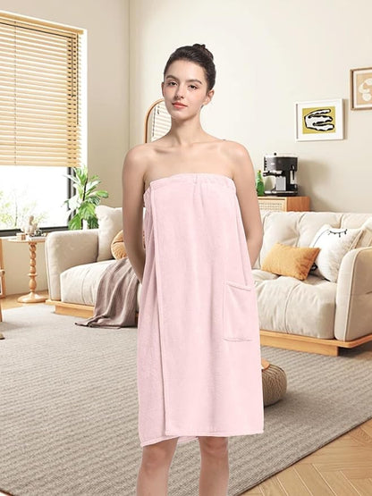 Women'S Soft Wrap Towel Full Length，Bath Robe After Shower Female Plush Long，Spa Bathrobes Lightweight With Pockets