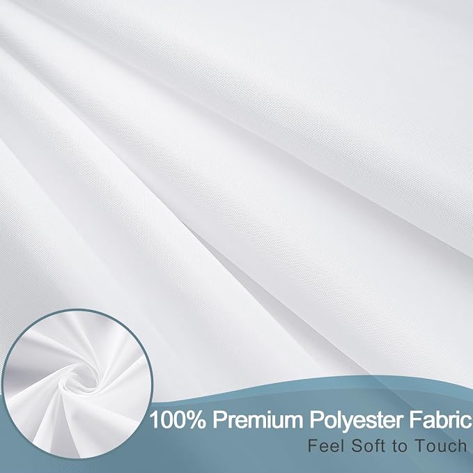 AooHome White Fabric Shower Curtain Liner, Bathroom Curtain with Hooks for Hotel, Waterproof, Weighted Hem, 72 Width x 75 Height Inch