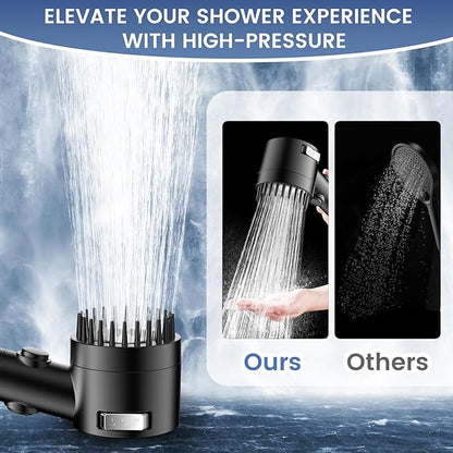 Filtered Shower Head with Handheld,High Pressure 5 Mode Shower with Filters | ON/OFF Switch Shower Filter Head for Hard Water, Remove Chlorine, Reduce Dry Itchy Skin,Holder & 60'' Hose Showerhead