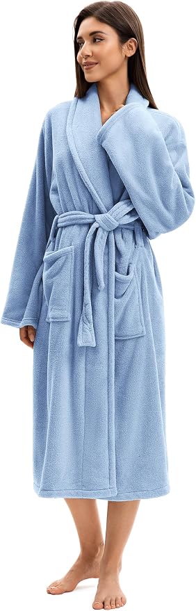 Soft Robe For Women，Warm Plush Bath Robes Female，Spa Towel After Shower Lightweight Long Bathrobe