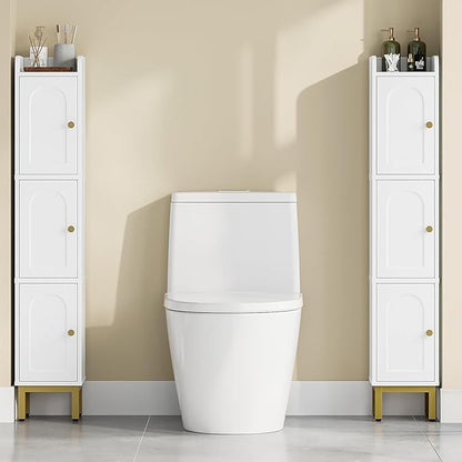 Slim Bathroom Storage Cabinet, Narrow Bathroom Organizers and Storage with 4 Adjustable Feet, Laundry Room Organization for Small Space, Kitchen, Living Room, 3 Doors White BC22313G