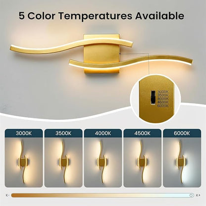 Vanity Light for Bathroom, 23.6 Inch Gold LED Dimmable | Bathroom Lights Fixture Over Mirror, 5CCT Adjustable Color Temperatures Modern Wall Sconces for Bathroom Bedroom Living Room
