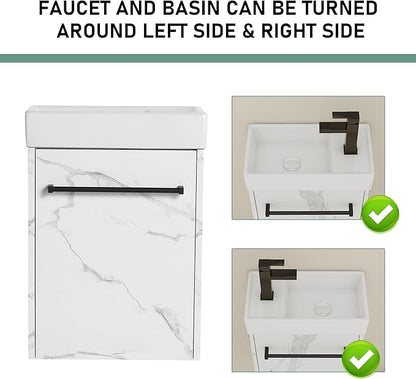 16" Floating Bathroom Vanity with Sink, Modern Wall-Mounted Cabinet Set for Small Spaces