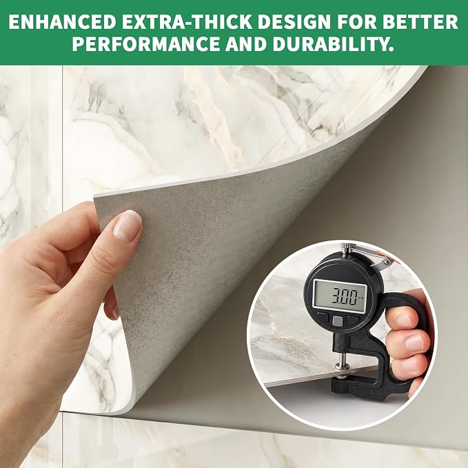 10pcs Marble Peel and Stick Backsplash Wall Tiles, Waterproof Shower Wall Panels, 11.8"x11.8" Peel and Stick Tile for Home Bathroom, Kitchen, Washroom, Living Room, White and Gold (Not Real Tile)