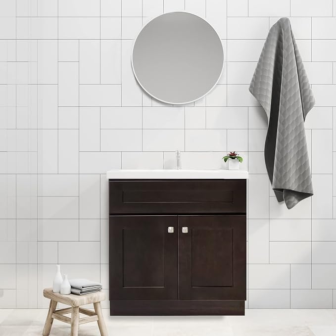 Design House Brookings Bathroom Vanity, 30", Espresso | Adjustable Hinges, Freestanding, Contemporary/Modern, Wood, Bath, 586982