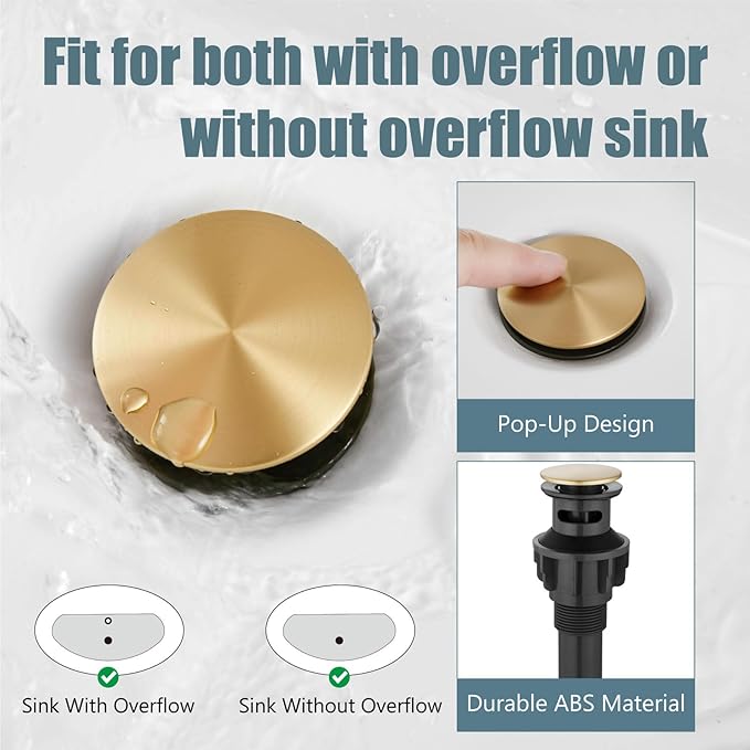 Aolemi 4 Inch Centerset Bathroom Sink Faucet Vintage 2 Cross Handle RV Mixer Tap Basin Vanity Lavatory Utility for Sink 3 Hole Include Hoses Pop Up Drain Faucet Handle with Label Antique Brass