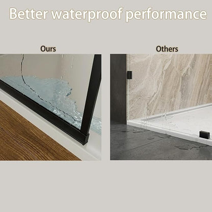 Shower Screen 36" x 76" Half Frameless Shower Wall Panel, Tempered Glass 3/8 inch, Easy to clean Coating, Fixed Glass Shower Door with Hardware, Grid Pattern