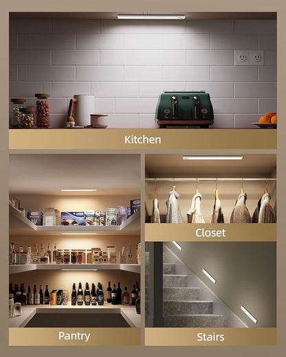 8inch Under Cabinet Lighting Wireless, 3-Pack Rechargeable Battery Motion Sensor Light Indoor, LED Closet Lights USB Charging, 3 Color Dimmable Under Cabinet Lights for Kitchen, Cabinet, Wardrobe.
