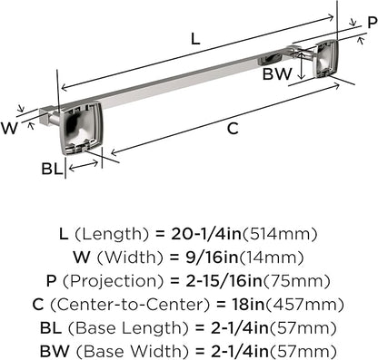 Amerock Stature Polished Nickel 18 inch (457mm) Towel Bar, BH36093PN