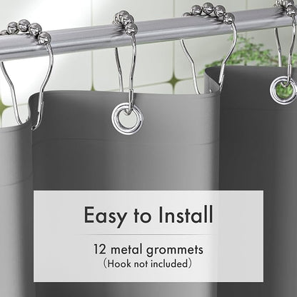 Grey Shower Curtain Liner, 72x72 Plastic Shower Liner PEVA Medium Weight Inside Shower Curtains for Bathroom with Rustproof Grommets