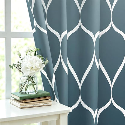 Gelbchu Geometric Shower Curtain for Bathroom, Ombre Aegean Blue, 72x72 | with Hooks, Premium Polyester, Quick Dry, Water Repellent, Machine Washable, Rustproof Grommets, Modern Minimalist
