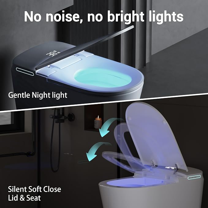 Smart Toilet with Bidet Elongated Heated Seat Dual Flush/Seat & Lid | Foot Sensor Electric Modern One Piece Toilet with Warm Water Wash&Air Dry LED Display Siphon Flush 1.28 GPF MAP 1000g