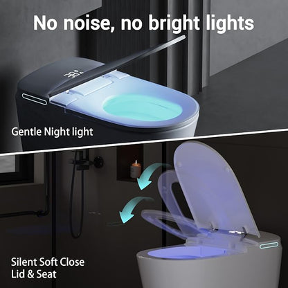 Smart Toilet with Bidet Elongated Heated Seat Dual Flush/Seat & Lid | Foot Sensor Electric Modern One Piece Toilet with Warm Water Wash&Air Dry LED Display Siphon Flush 1.28 GPF MAP 1000g