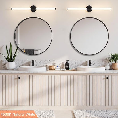 Wall Sconces Set of 2 Hardwired LED Vanity Light Black 31" | Dimmable 5CCT LED Bathroom Light Fixtures, 360° Full Lighting, Modern Vanity Light Bar for Bathroom Mirror