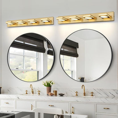 Bathroom Light Fixtures, Gold Vanity Light Modern LED Acrylic Lighting Fixtures, Bathroom Accessories Dimmer Lamps, 3CCT, 30-inch