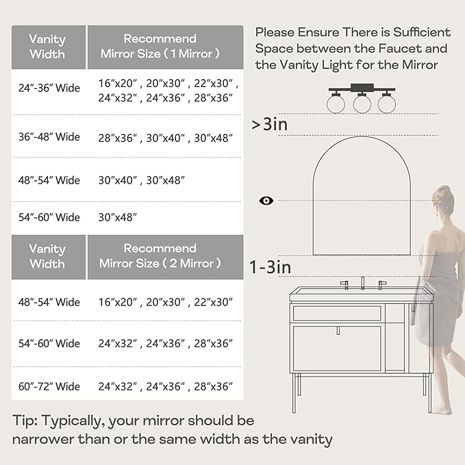 Gold Arched Mirror 22x30in, Metal Framed Bathroom Vanity Wall | Tempered Glass, Shatter Proof, Living Room Bedroom Entryway, Modern Elegant Design