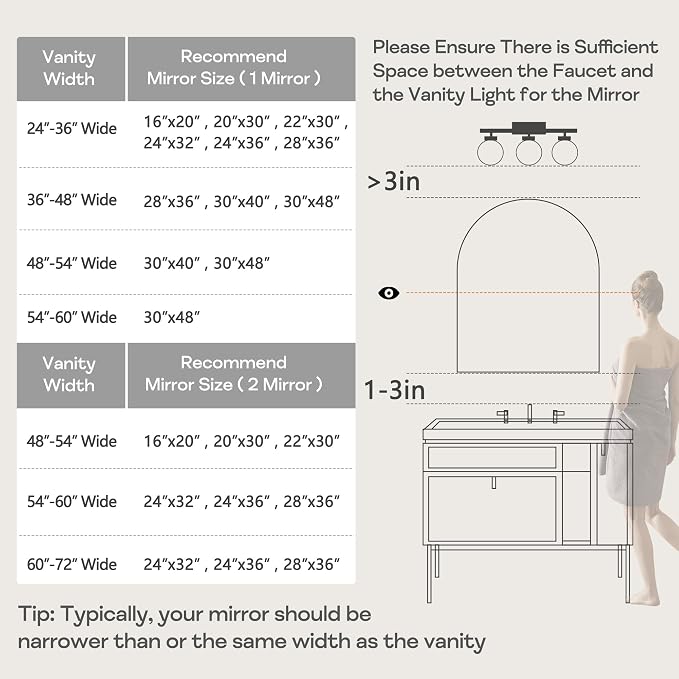 Silver Arched Mirror 28x36in, Metal Framed Bathroom Vanity Wall | Tempered Glass, Shatter Proof, Living Room Bedroom Entryway, Modern Elegant Design