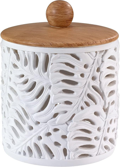 Avanti Linens - Covered Jar, Countertop Organizer, Leaf Inspired Home Decor (Viva Palm Collection), Green