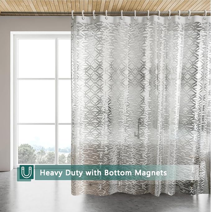 Shower Curtain Liner, 100% Waterproof Peva Shower Curtains with 3 Duty Heavy Bottom Magnets and 12 Rust Proof Grommets, 72x72 Weighted Shower Liner for Shower Stall, Bathtubs