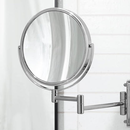 JERDON Wall-Mounted Magnifying Mirror - Bathroom Makeup Mirror with 5X Magnification - 8-Inch Diameter - Chrome Finish - Model JP7506CF