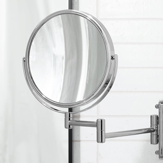 JERDON Wall-Mounted Magnifying Mirror - Bathroom Makeup Mirror with 8X Magnification - 8-Inch Diameter - Chrome Finish - Model JP7808C
